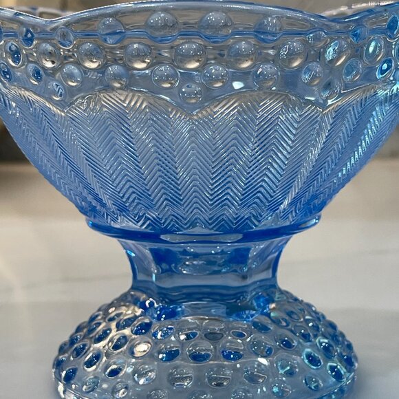 Gorham Crystal Blue Hobnail Egg Shaped Candy Dish - Picture 11 of 16